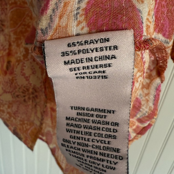 Nanette Lepore Orange Floral Blouse Size Large - Picture 6 of 6